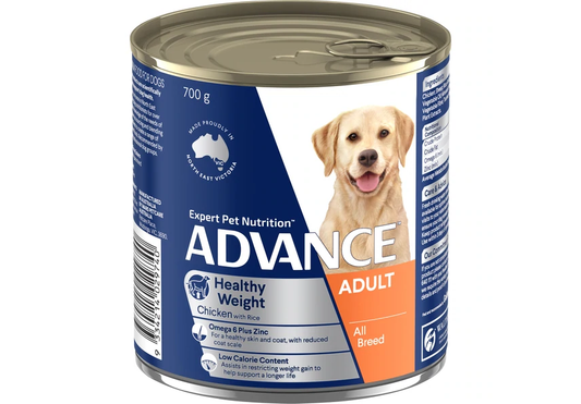 Advance Adult All Breed Weight Control Chicken & Rice 12x700g Cans
