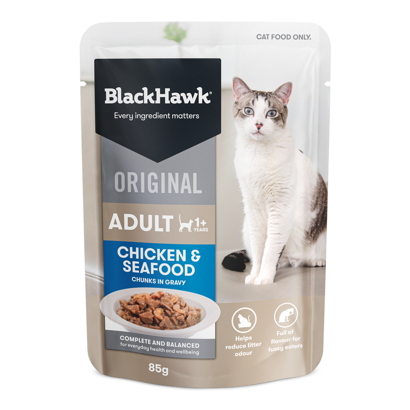 Blackhawk Original Adult Cat Chicken & Seafood in Gravy 85gm x 12pk