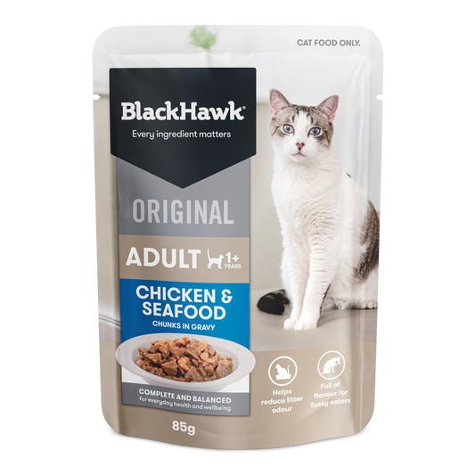 Blackhawk Original Adult Cat Chicken & Seafood in Gravy 85gm x 12pk