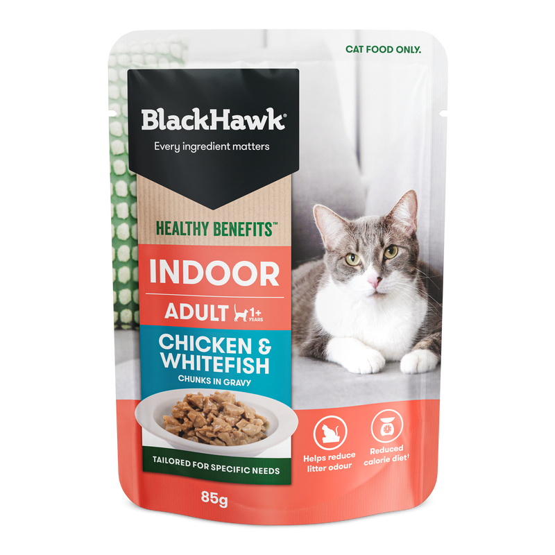 Blackhawk Healthy Benefits Indoor Cat Chicken & Whitefish In Gravy 85gm x 12pk