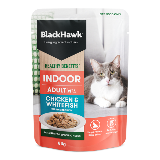 Blackhawk Healthy Benefits Indoor Cat Chicken & Whitefish In Gravy 85gm x 12pk