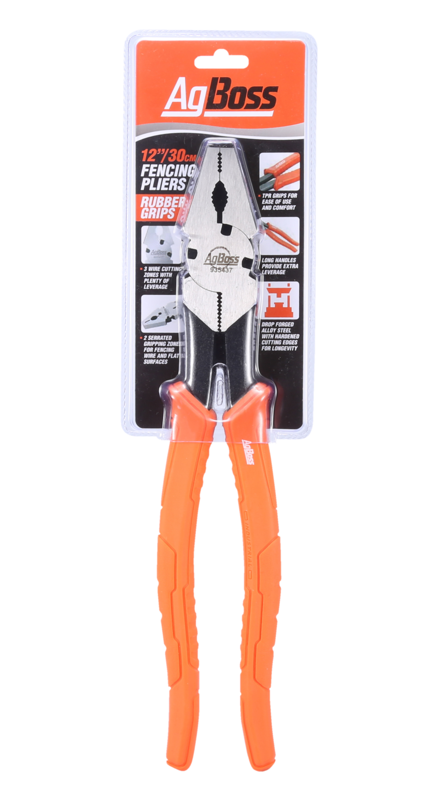 AgBoss Fencing Pliers 300mm/12" - Rubber Grips